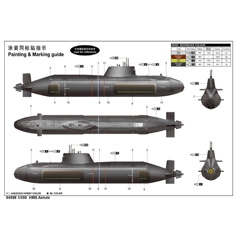 TRUMPETER 1/350 Scale HMS Astu – обзор и цена Model Kit U Boat