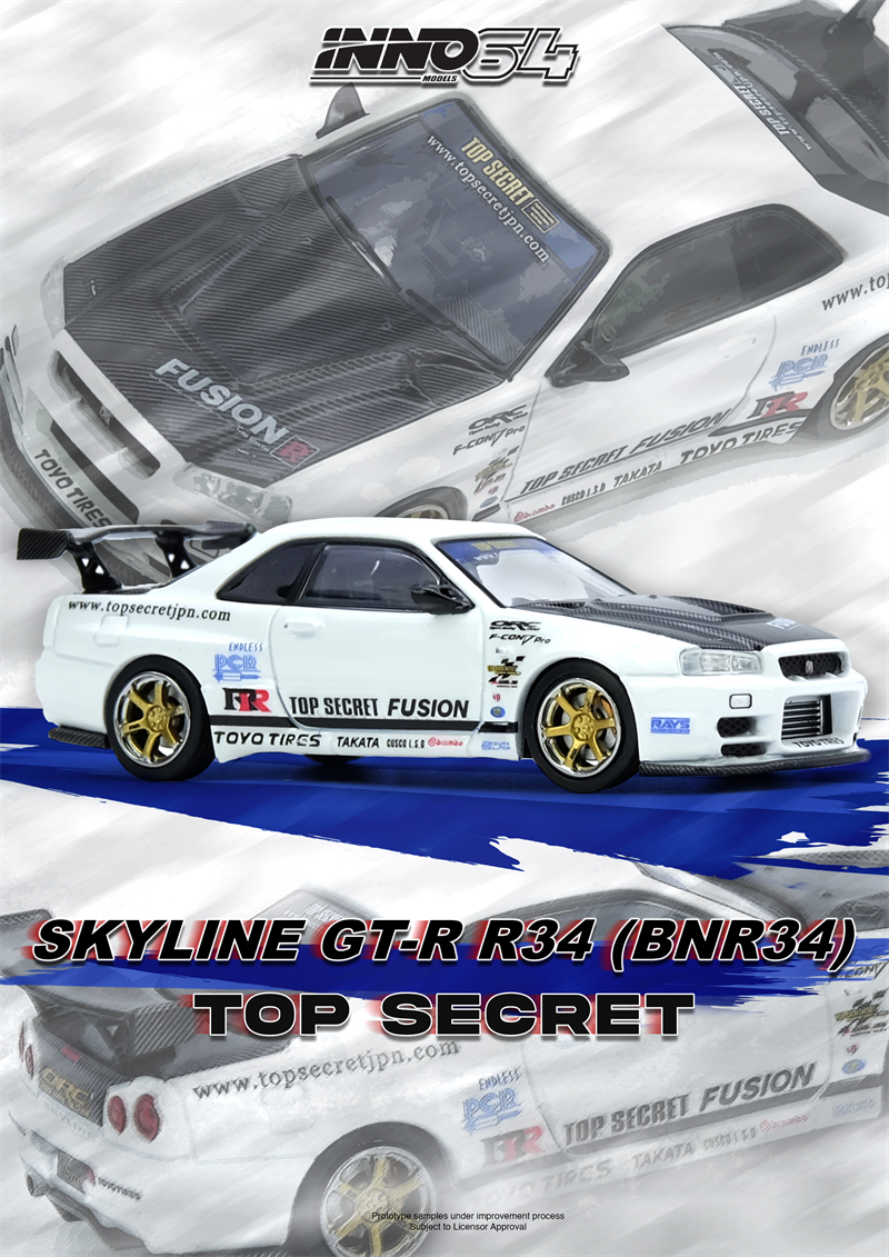 INNO 1:64 R34 TOP SECRET Die-C – обзор и цена Model Kit R34